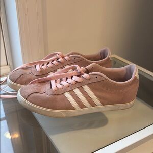 Adidas Pink and White Sneakers Classic Design women’s 8.5
